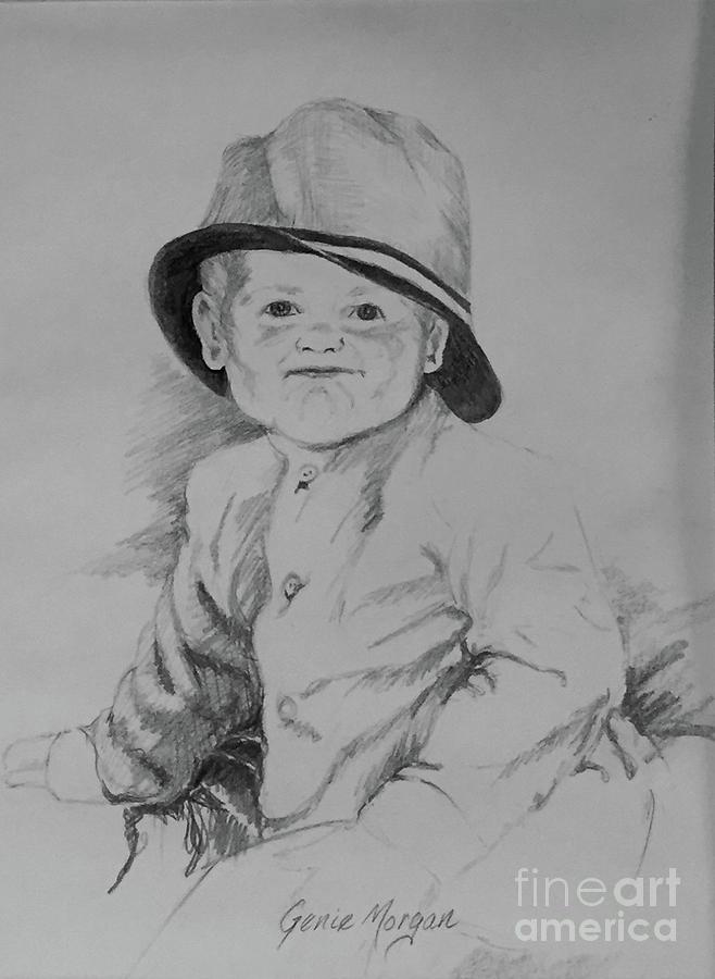 Little Man with a Hat Drawing by Genie Morgan
