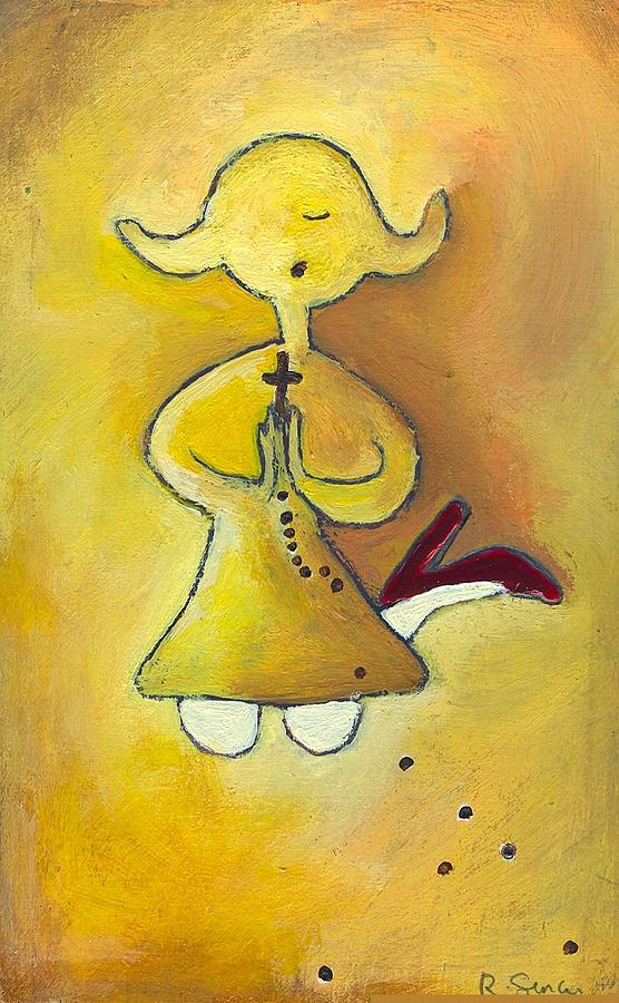 Abstract Painting - Little Mary Prays in Her Red Patent Leather Shoe by Ricky Sencion