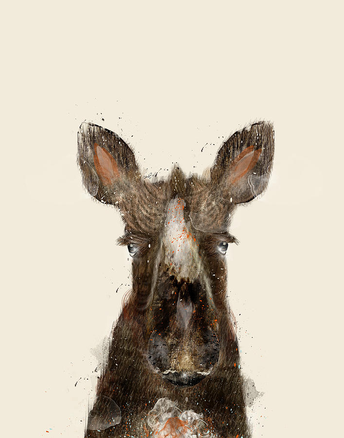 Baby Moose Painting - Little Moose by Bri Buckley