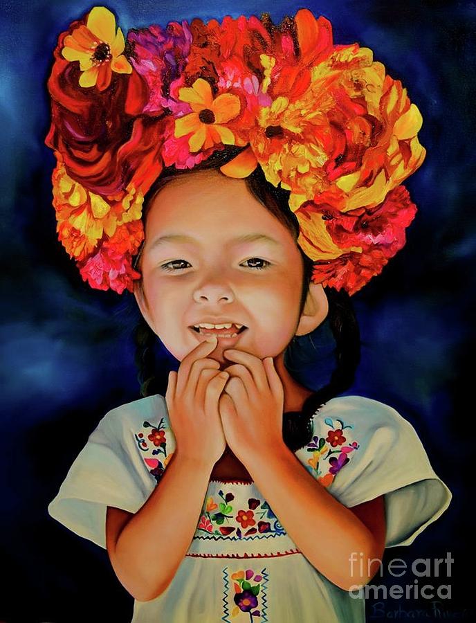 Little Ms Vela Painting by Barbara Rivera