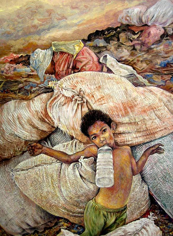 Hunger Painting - Little Of Water Between The Bags by Momo Calascibetta
