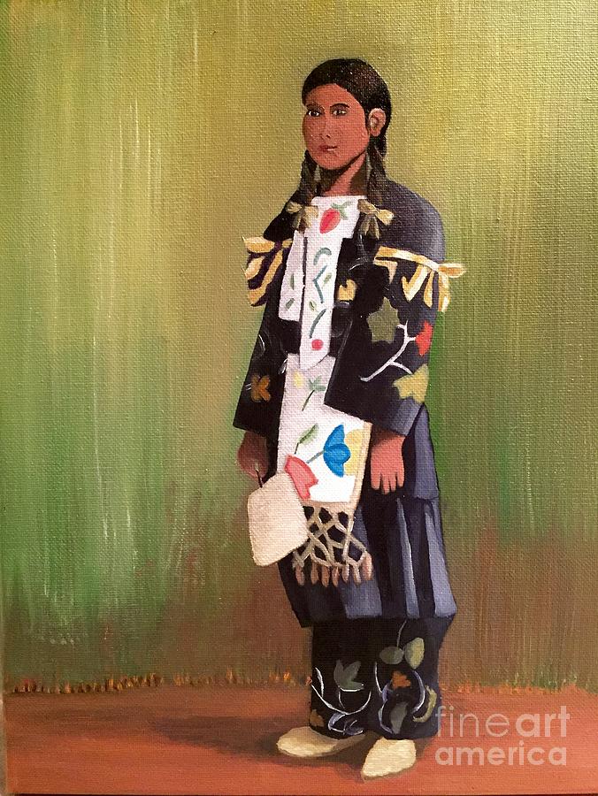 Little Ojibwe Girl Painting by Jennefer Chaudhry