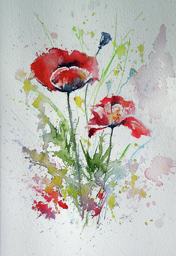 Poppy Painting - Little poppies by Kovacs Anna Brigitta
