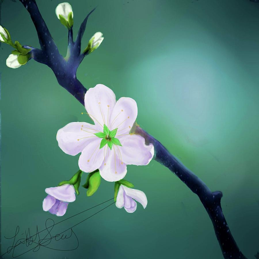 Spring Digital Art - Little Pretty Flower by Libby Sealy