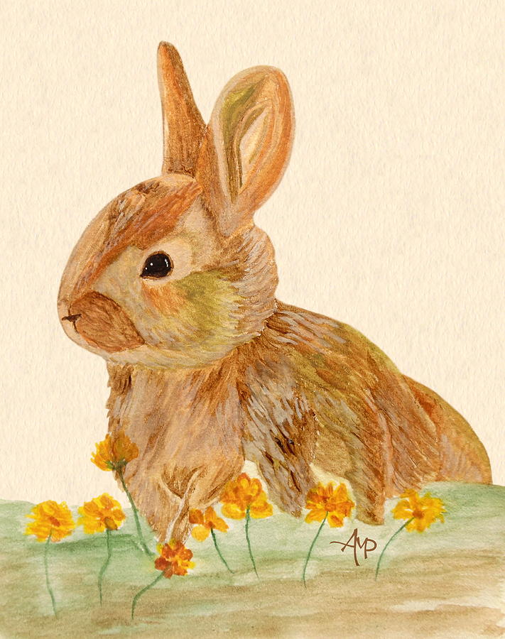 Little Rabbit Painting by Angeles M Pomata