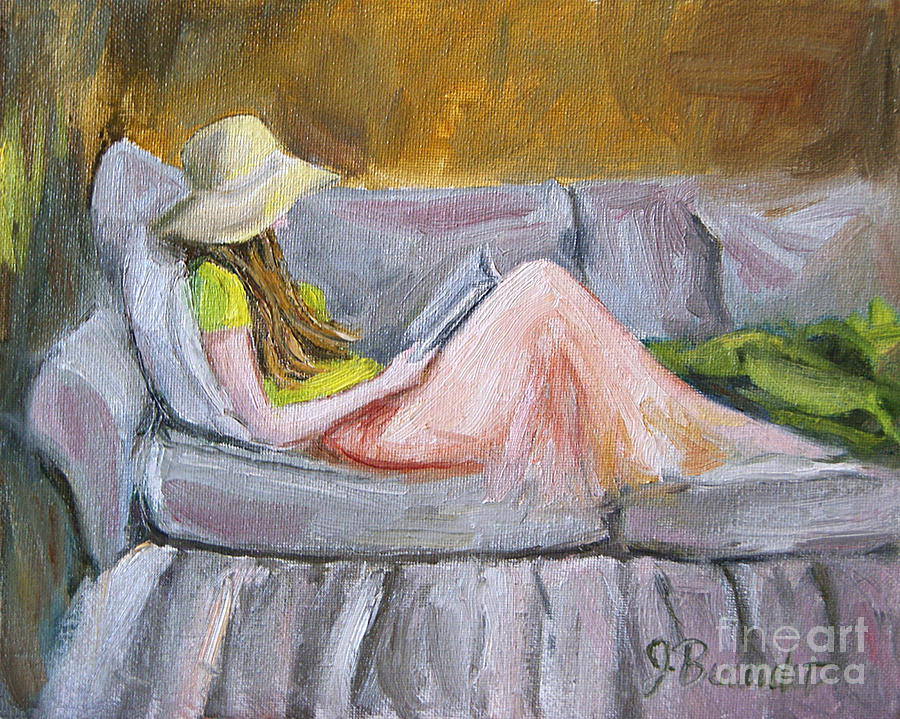 Girl Reading Painting - Little Reader by Jennifer Beaudet