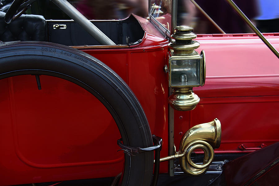 Little Red Car with a Golden Horn - the Henry Ford 1909 Model T Photograph by Yvonne Wright