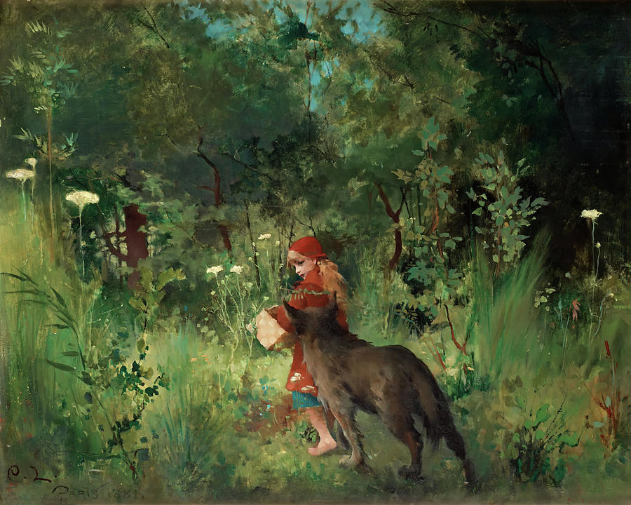 Vintage Painting - Little Red Riding Hood by Mountain Dreams