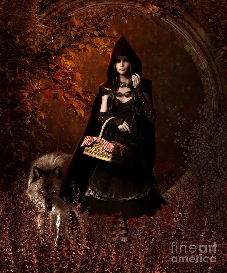 Little Red Riding Hood Gothic Digital Art by Shanina Conway
