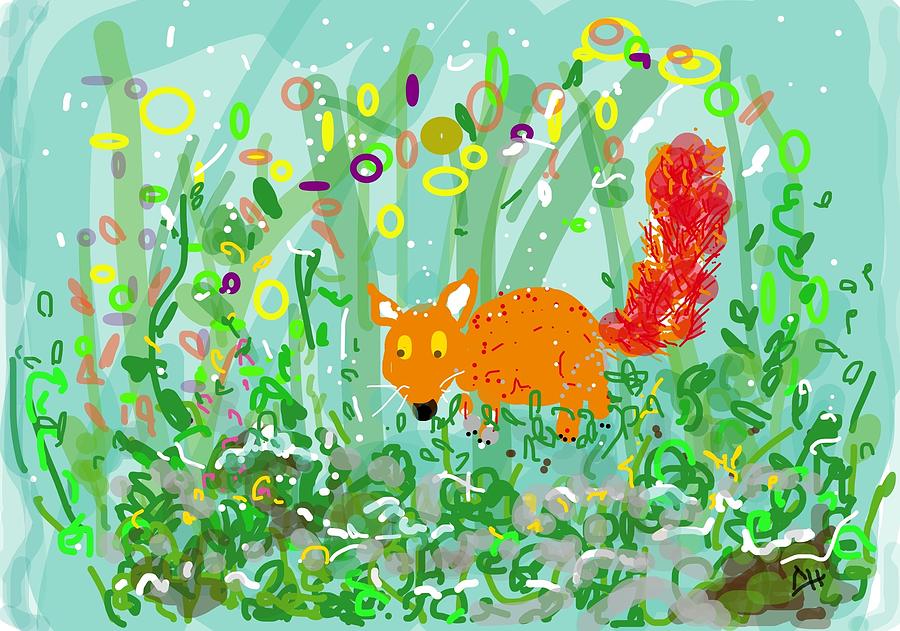 Little Round Red Tailed Fox Digital Art by Alida M Haslett