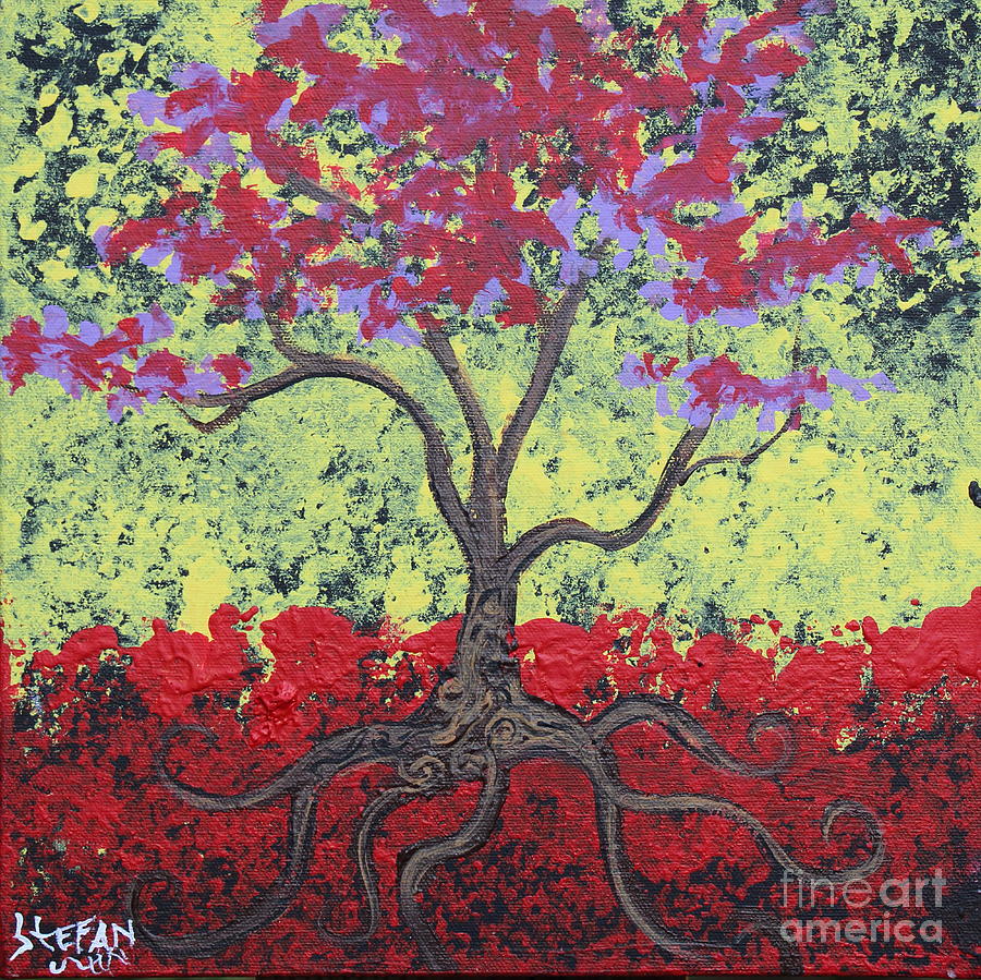 Little Red Tree Painting by Stefan Duncan