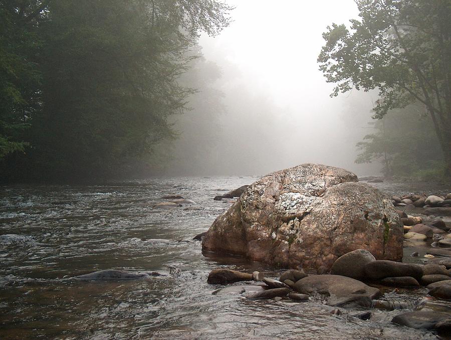 River Photograph - Little River Boulder in Fog by Denise Hoff River Photograph - Little River Boulder in Fog by Denise Hoff