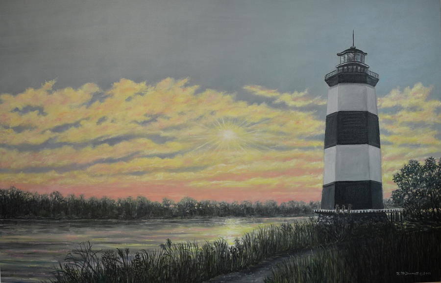 Sunset Painting - Little River Light # 3 by K. McDermott by Kathleen McDermott