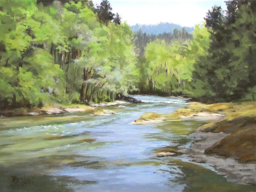 Little River Morning Painting by Karen Ilari