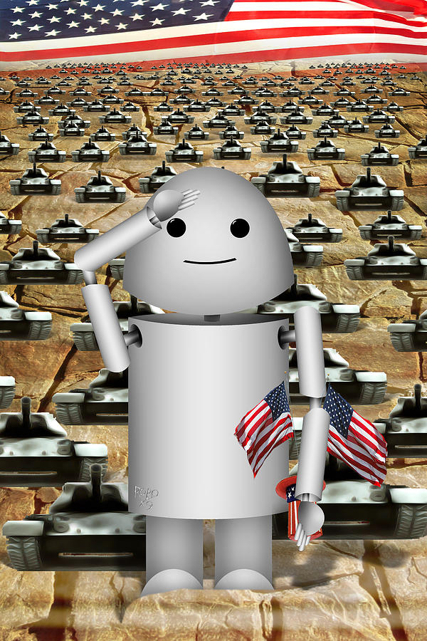 Little Robo-x9 says Tanks Alot Digital Art by Gravityx9  Designs