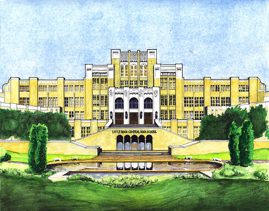 Little Rock Central High School Drawing by Y Illustrations