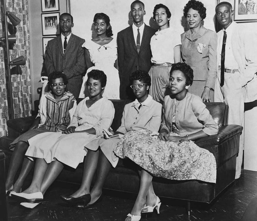 Little Rock Photograph - Little Rock Nine And Daisy Bates Posed by Everett