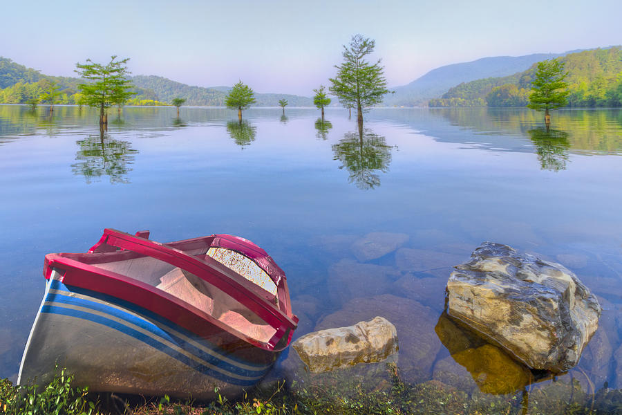 Mountain Photograph - Little Rowboat by Debra and Dave Vanderlaan