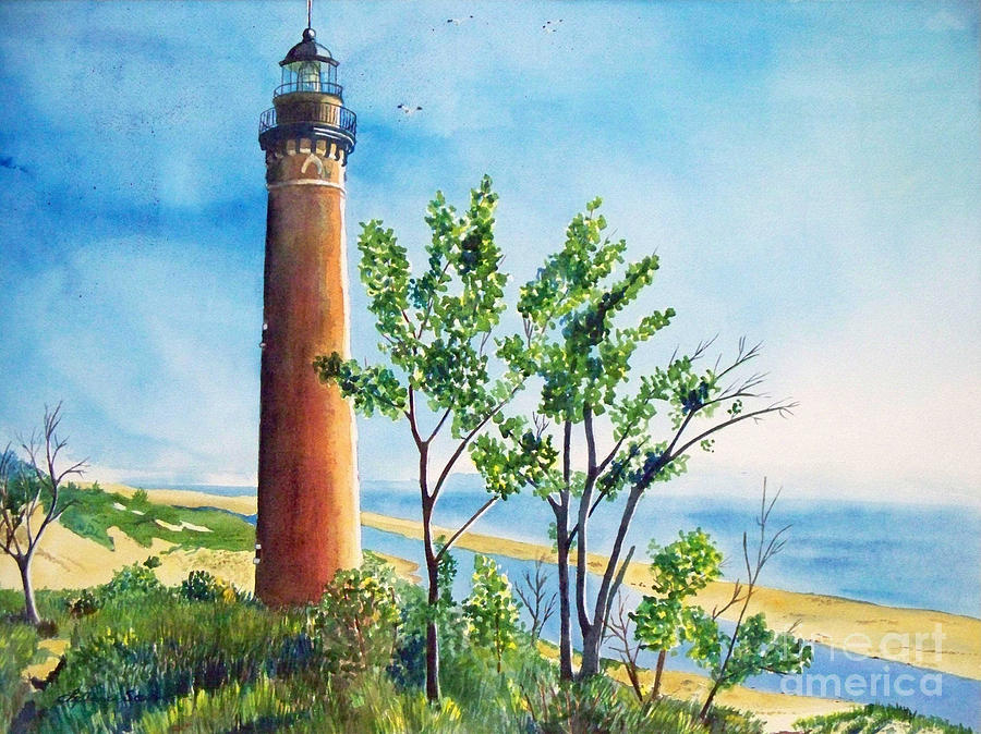 Little Sable Point Lighthouse Painting by LeAnne Sowa