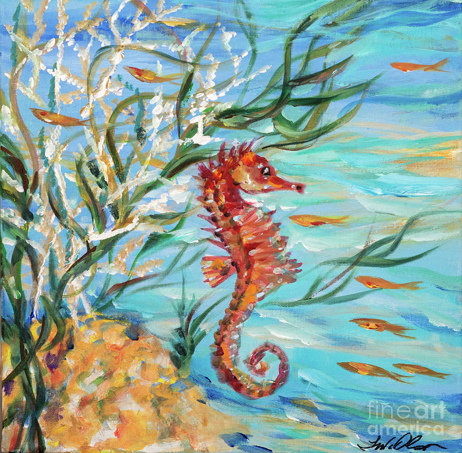 Little Seahorse Painting by Linda Olsen