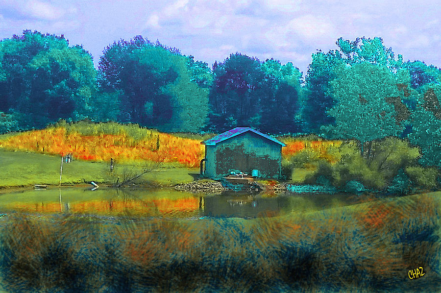 Little Shed By The Pond Painting by CHAZ Daugherty
