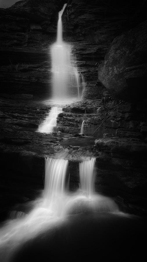 Little Sheldons Falls Black And White Photograph by Bill Wakeley