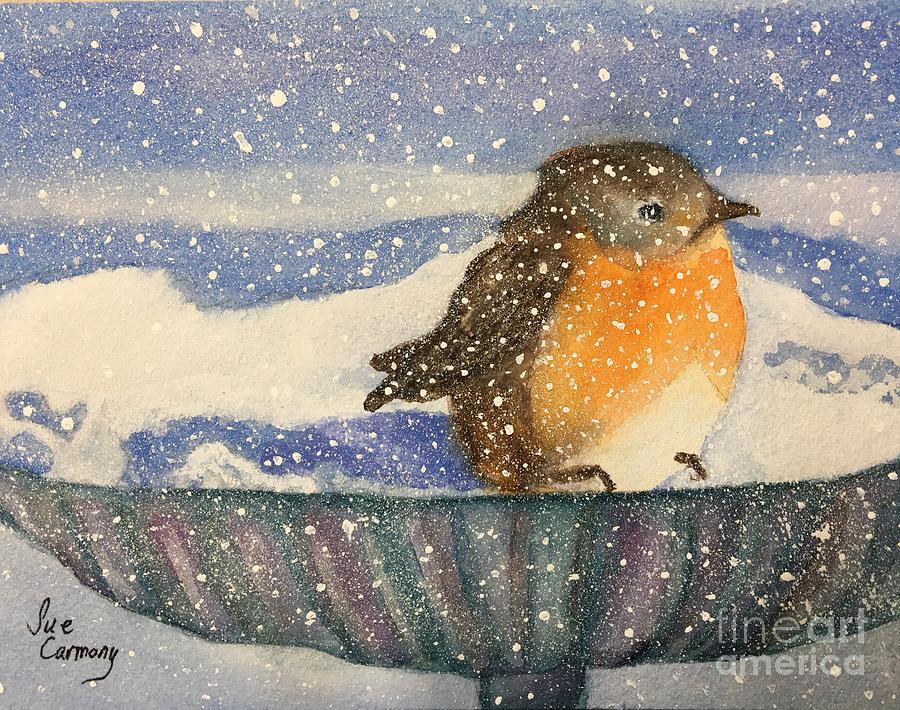 Little Snow Robin Painting by Sue Carmony