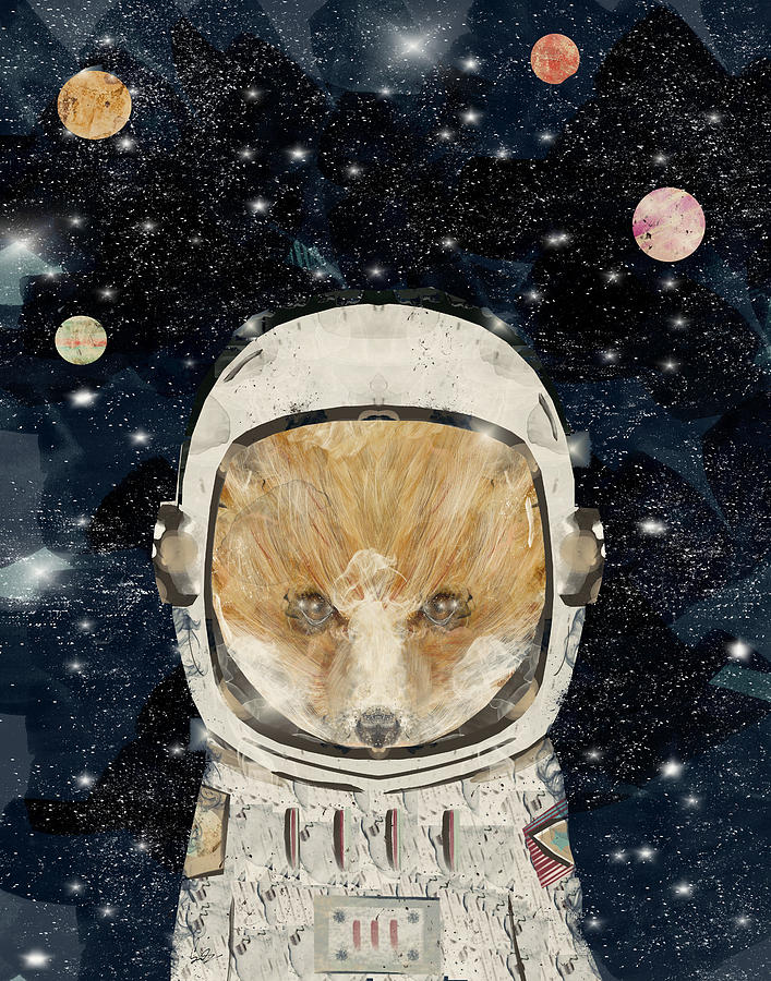 Fox Painting - Little Space Fox by Bri Buckley