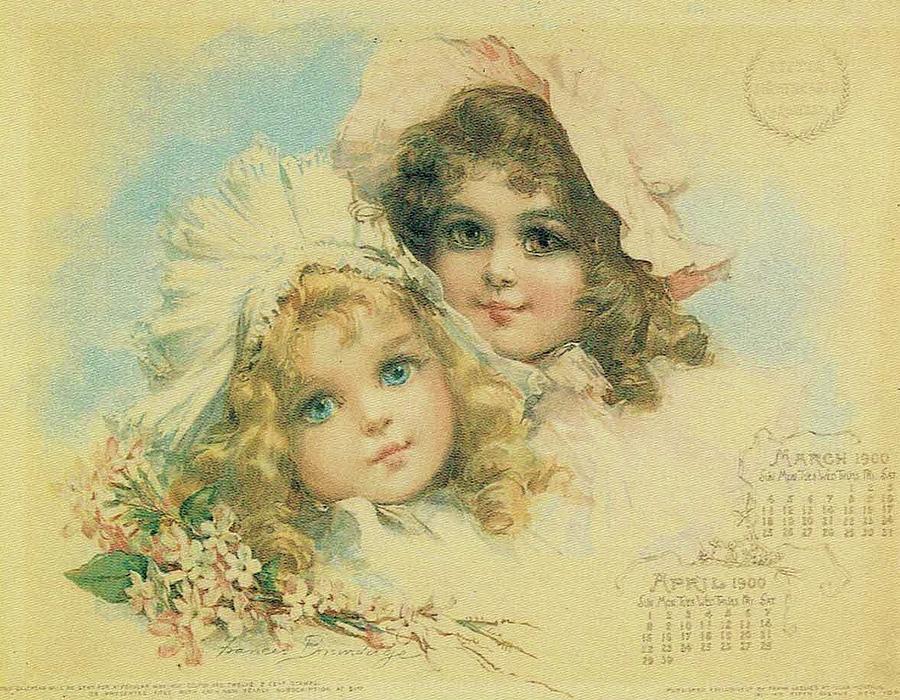 Little Sweethearts Calendar 1 Painting by Reynold Jay