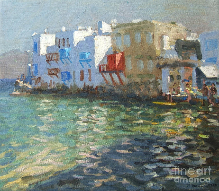 Little Venice Mykonos Painting by Andrew Macara