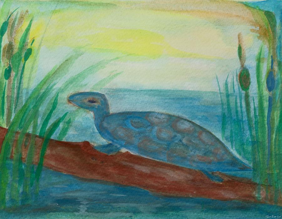 Turtle Painting - Little Water Turtle by Tomer Rosen Grace
