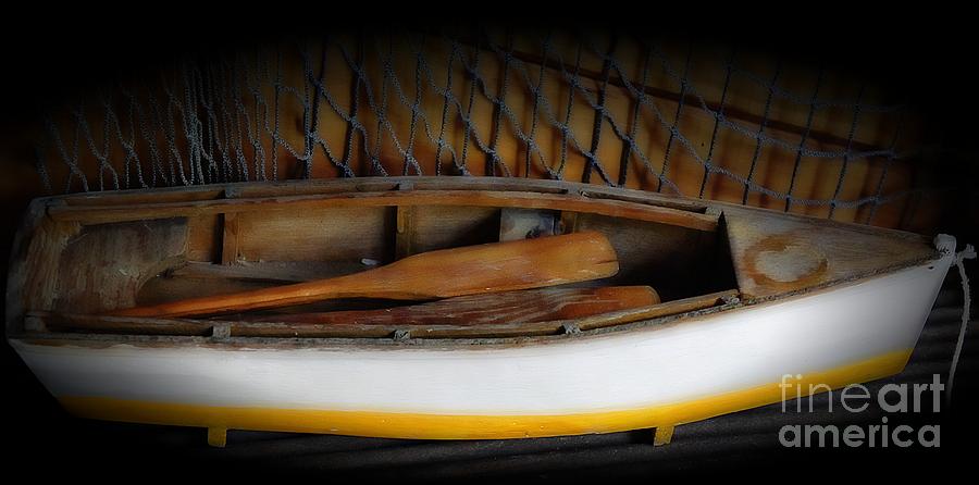 Little White and Yellow Model Boat Photograph by Lilliana Mendez