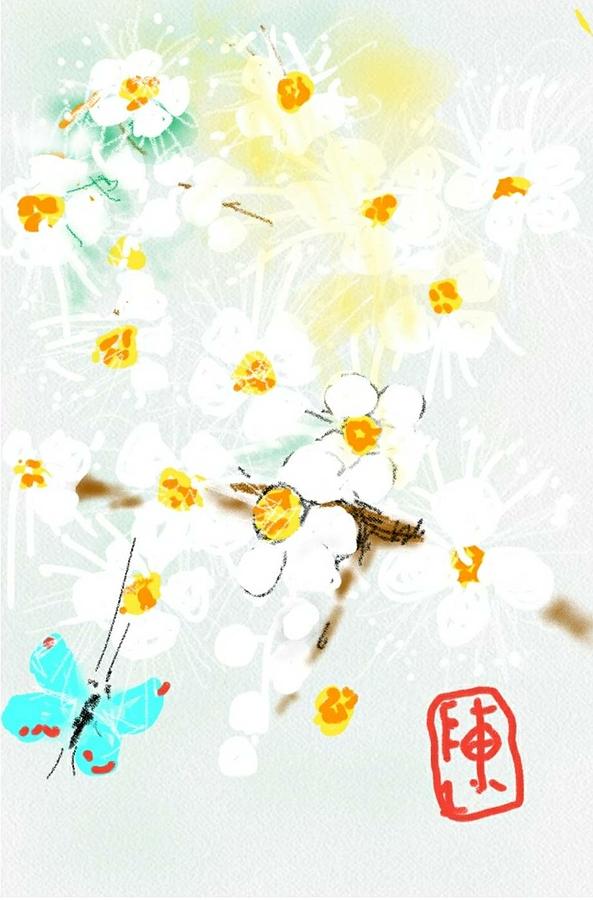 Little White Flowers Digital Art by Debbi Saccomanno Chan
