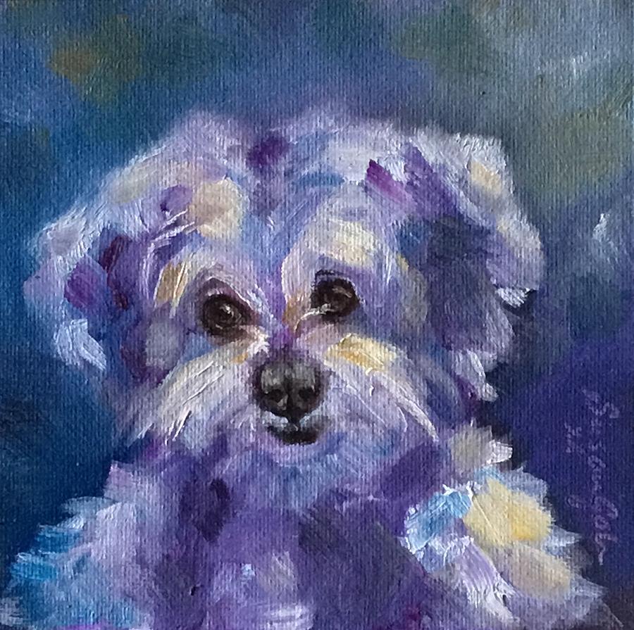 Little white puppy dog Painting by Susan Goh - Fine Art America