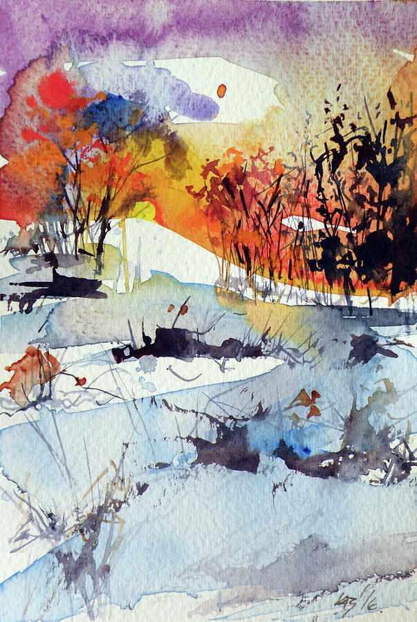 Winter Painting - Little winter by Kovacs Anna Brigitta