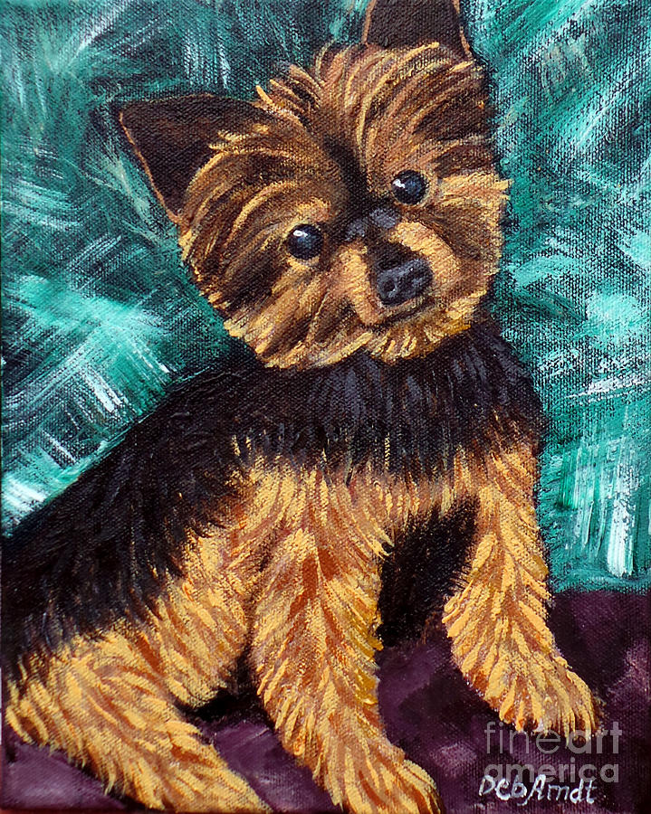 Little Yorkie Painting by Deb Arndt
