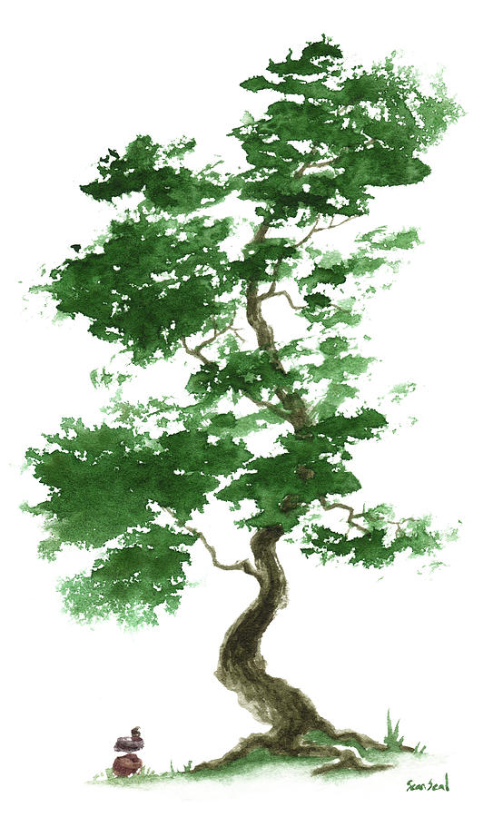 Tree Painting - Little Zen Tree 365 by Sean Seal