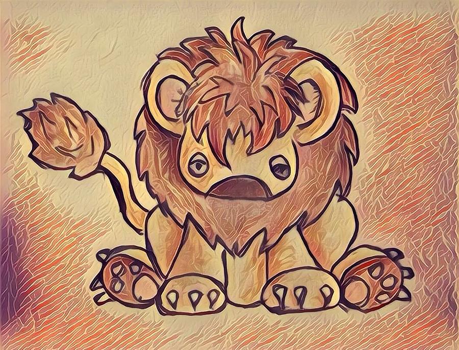 Littlest lion Digital Art by Megan Walsh