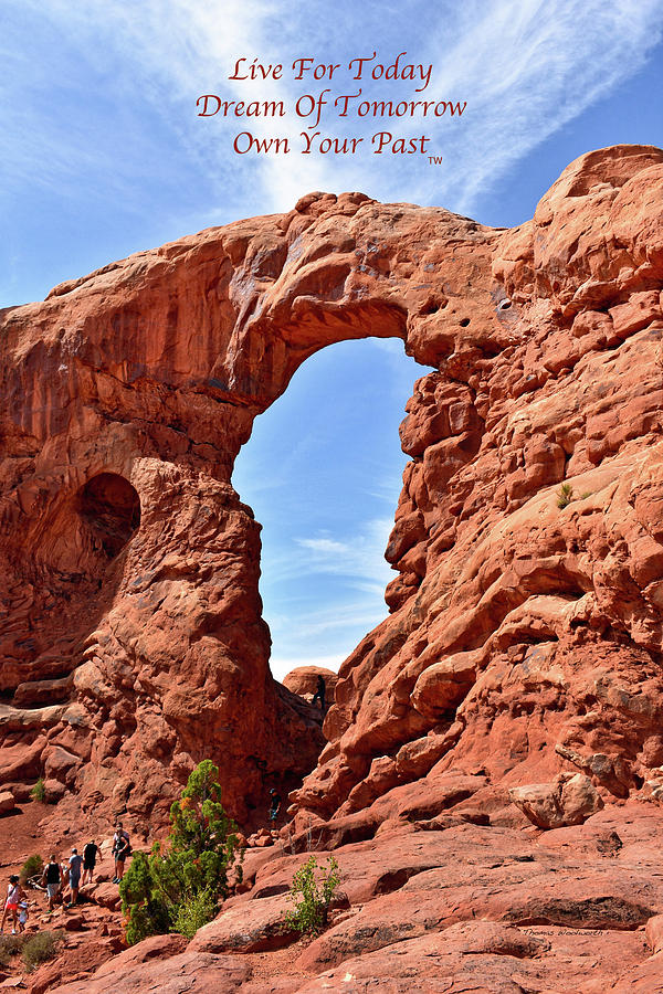 Live Dream Own Arches National Park Utah Vertical Text 01 Photograph by Thomas Woolworth