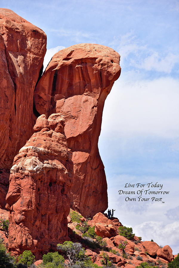 Live Dream Own Arches National Park Utah Vertical Text 02 Photograph by Thomas Woolworth