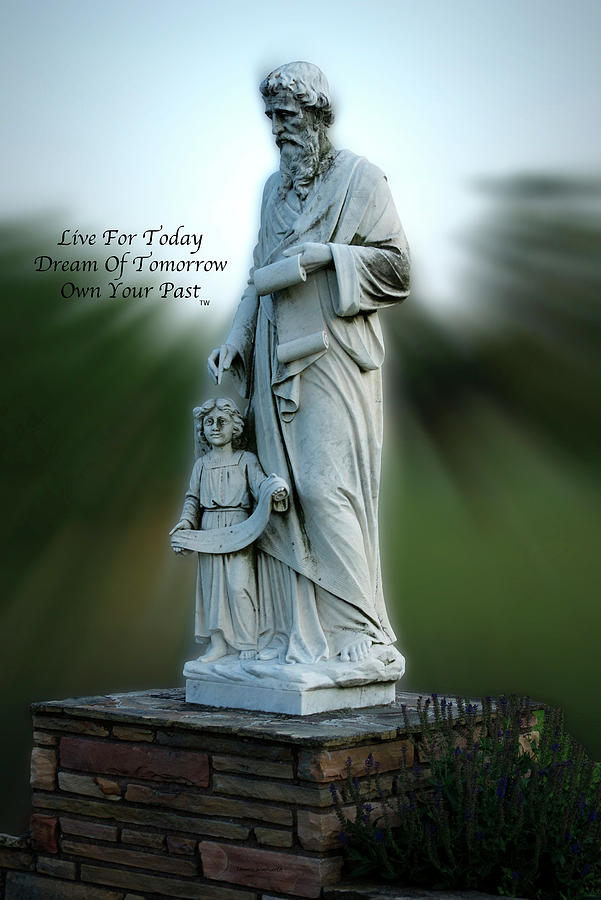 Live Dream Own Religious Statue Vertical Text Photograph by Thomas Woolworth