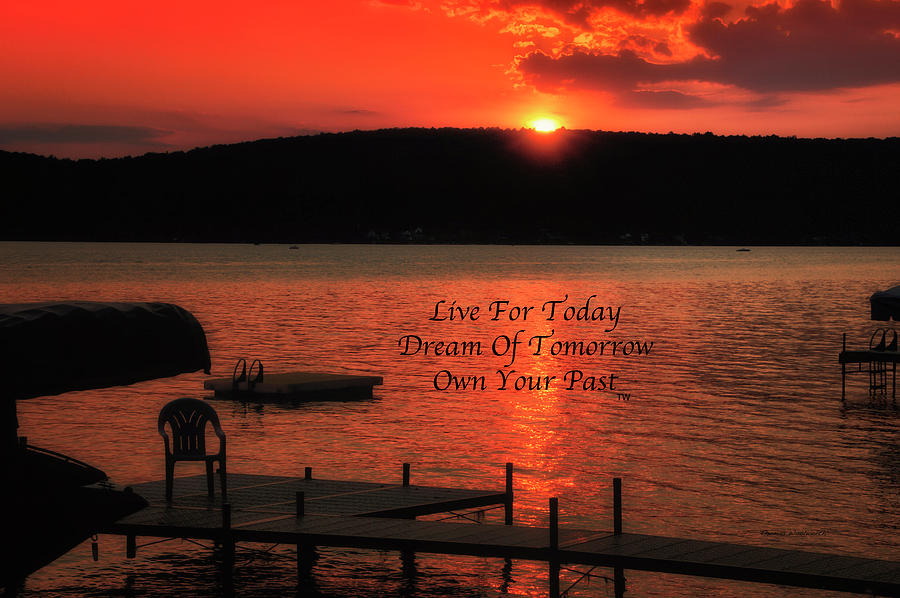 Live Dream Own Sunset By The Dock Text Photograph by Thomas Woolworth