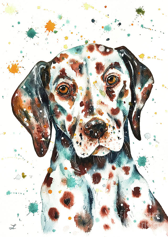 Dog Painting - Liver-spotted Dalmatian by Zaira Dzhaubaeva