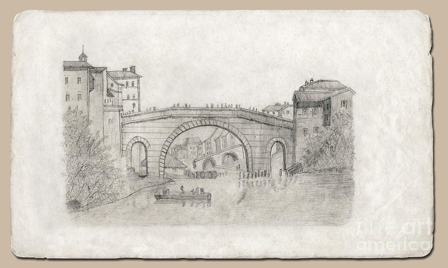 Liverpool Bridge Drawing by Donna L Munro