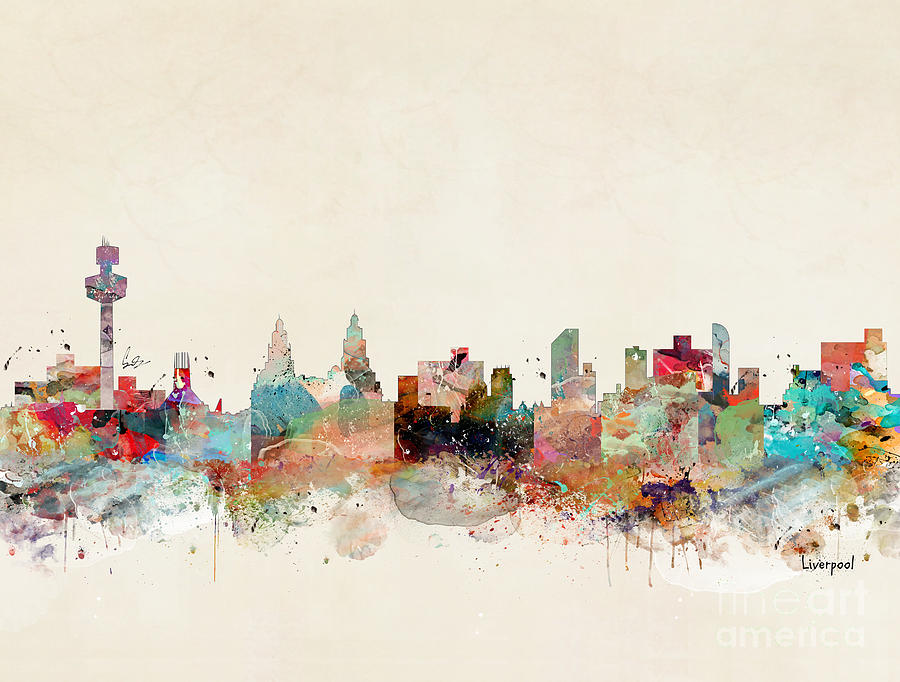 Skyline Painting - Liverpool City Skyline by Bri Buckley
