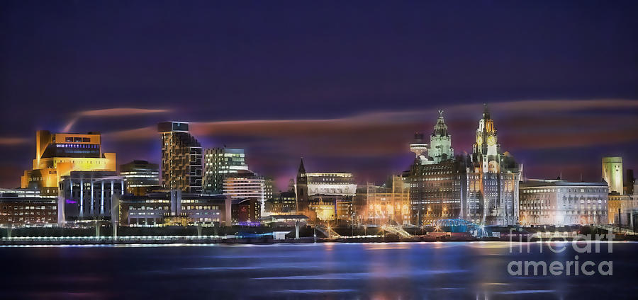 Liverpool England Skyline Mixed Media by Marvin Blaine