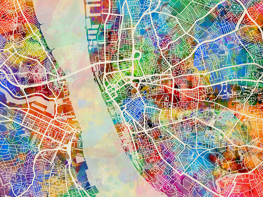 Abstract Digital Art - Liverpool England Street Map by Michael Tompsett