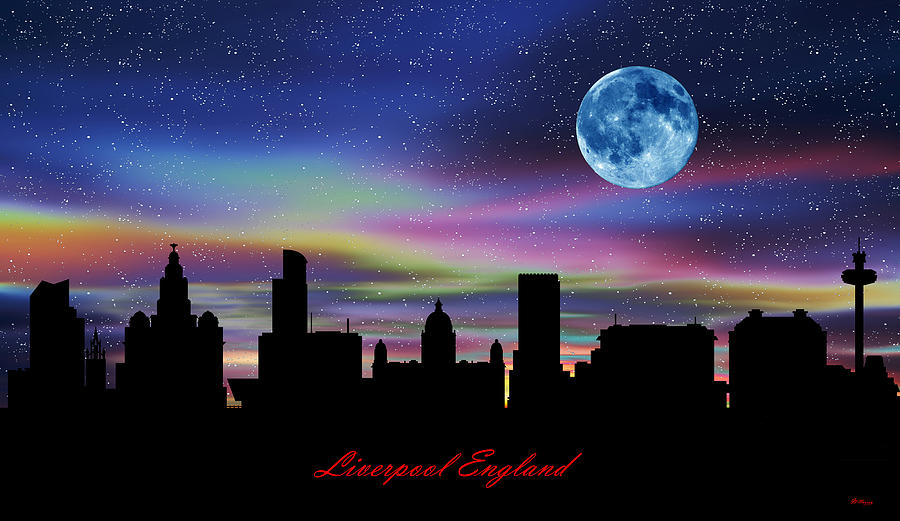 Liverpool England Twilight Skyline Digital Art by Gregory Murray