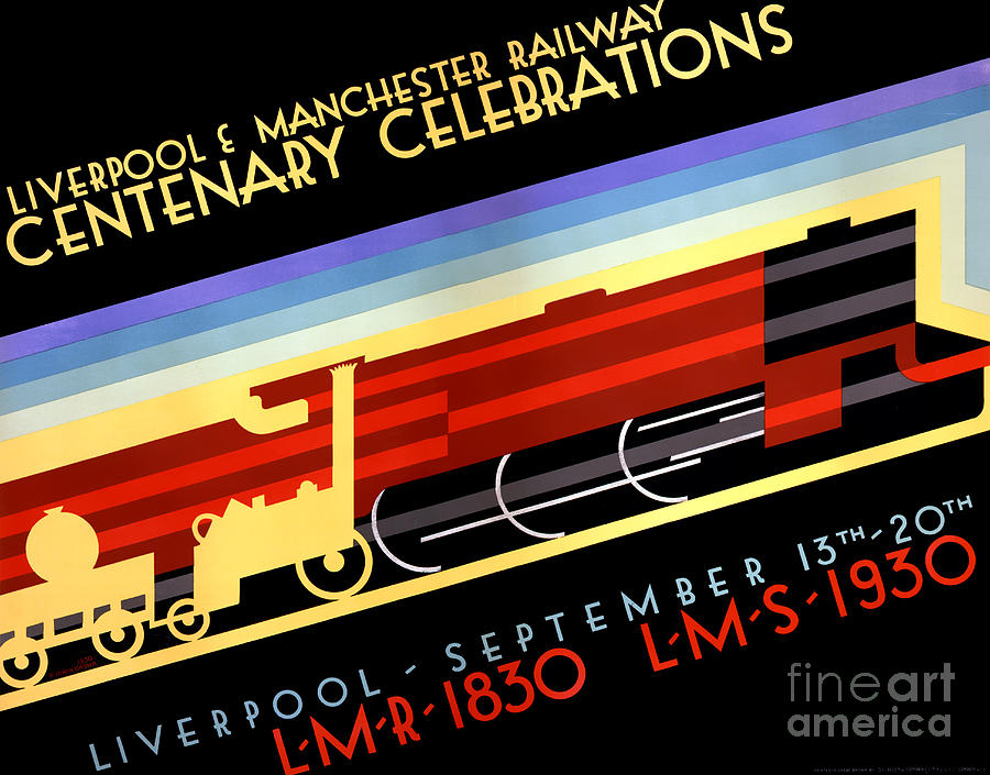 Vintage Painting - Liverpool Manchester Railway Vintage Poster by Vintage Treasure