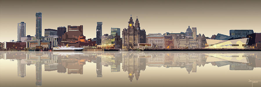 Liverpool Quayside Reflection Arty Digital Art by Joe Tamassy
